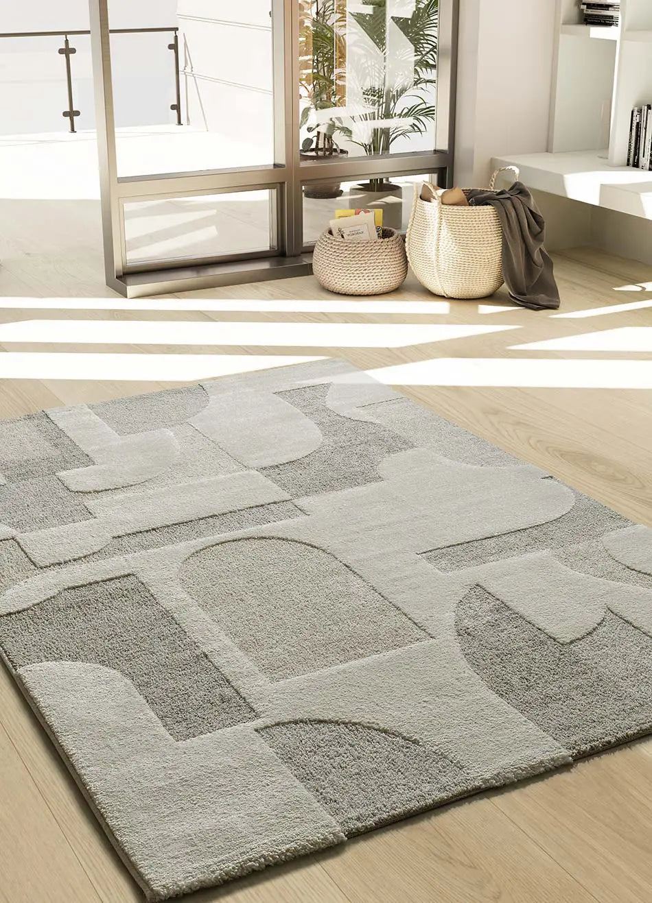 Atticgo Alfombra geométrica con relieve Verona 2260 Crema ambiente