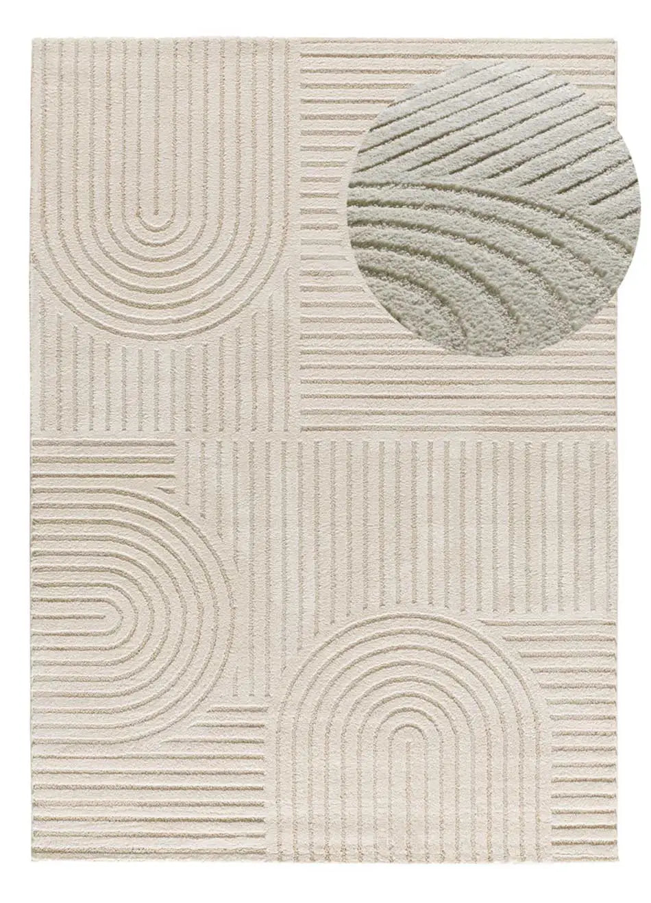 Atticgo Alfombra con relieve y diseño geométrico Verona 2293 Crema lupa