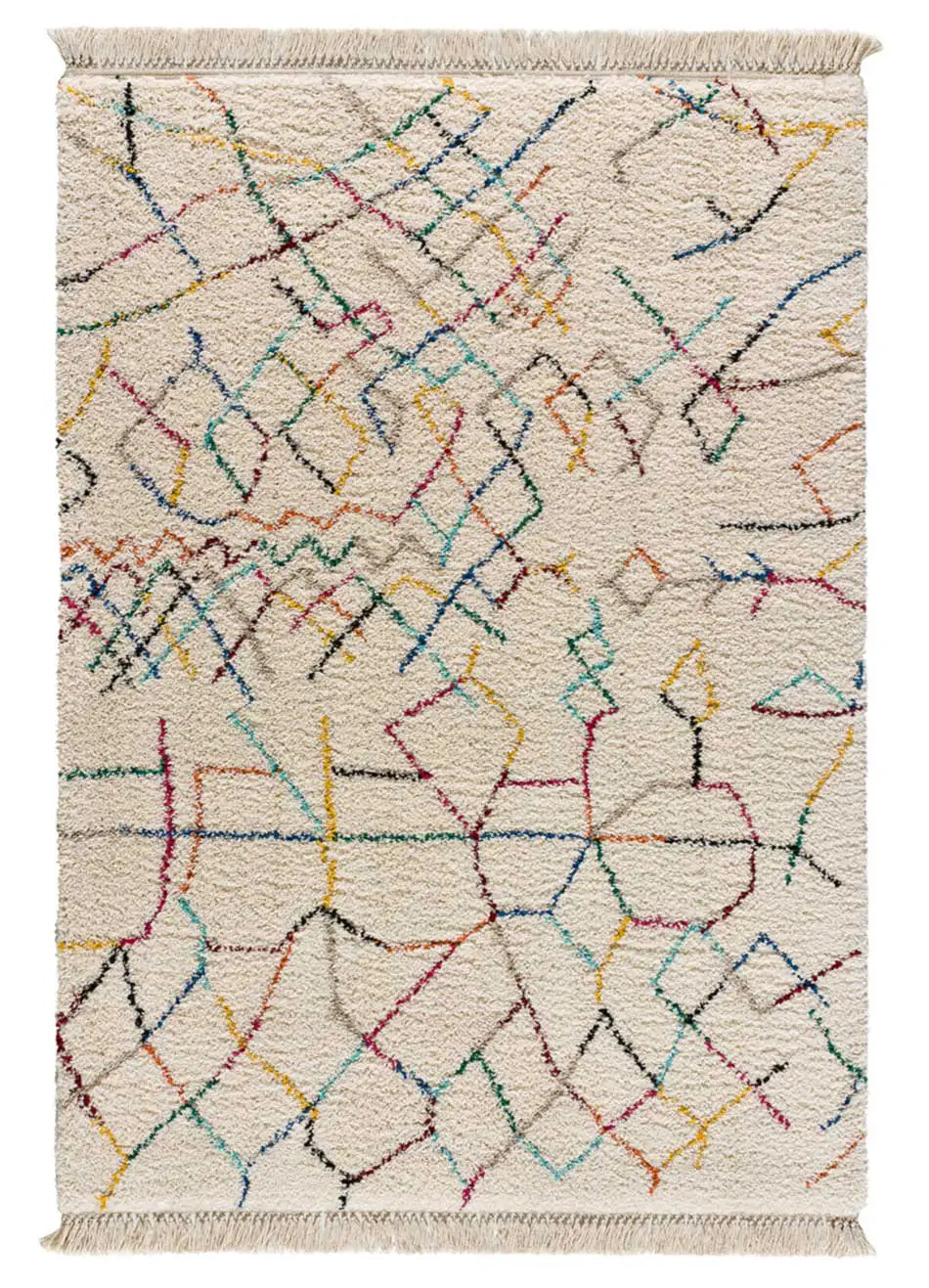 Atticgo Alfombra de pelo largo con flecos Yebel 807 Multicolor