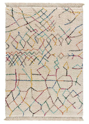 Atticgo Alfombra de pelo largo con flecos Yebel 807 Multicolor