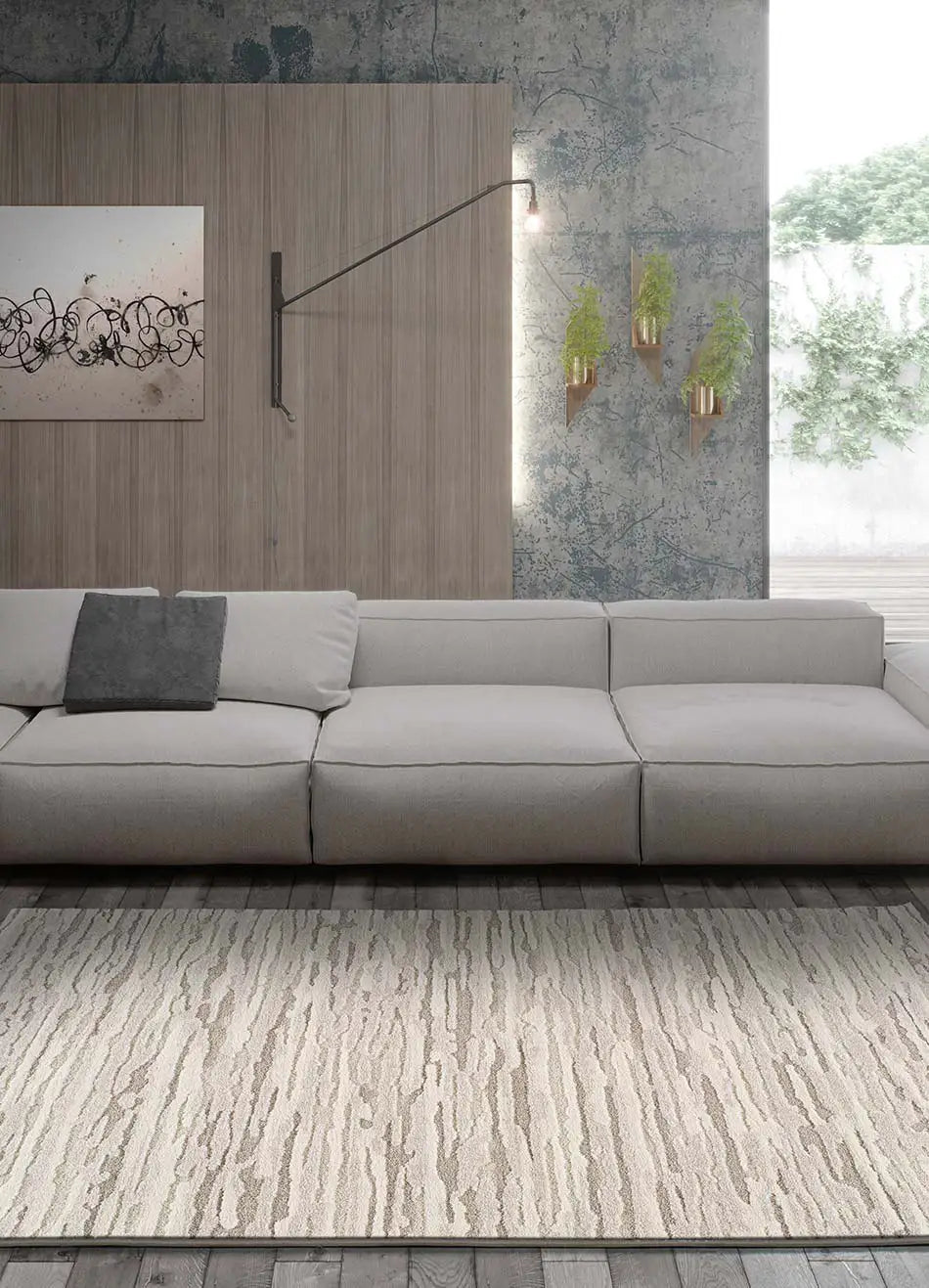 Alfombra salón abstracta estilo escandinavo Yen 59617 Beige Atticgo