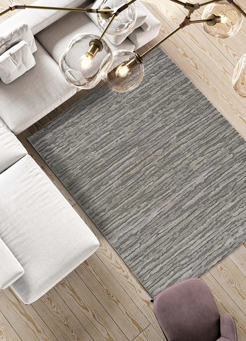 Alfombra salón abstracta estilo escandinavo Yen 59617 Gris Atticgo