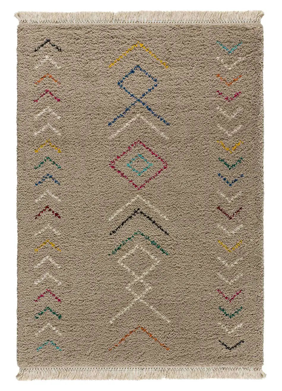 Atticgo Alfombra de pelo largo con flecos Ziri 812 Beige