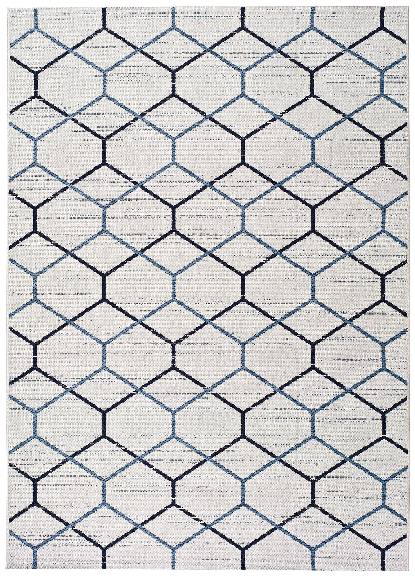 alfombra de exterior alfombra geométrica en blanco y azul
